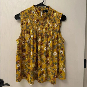 Jasmine & Juliana Yellow Floral Blouse Size S Great Condition
